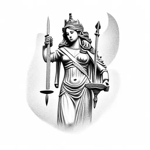 Lady Justice As Caduceus And Sword