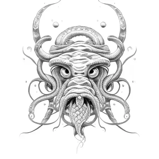 Kraken With Brain Head