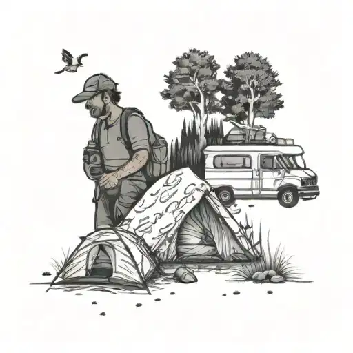 Dad And Daughters Camping