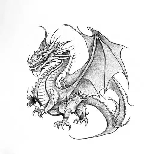 Full Body Dragon With Flowers