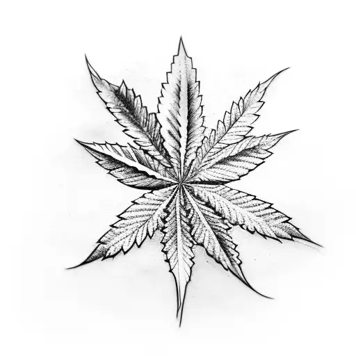 A Tattoo Of The Client's Friends And Family Forming A Circle Around A Cannabis Leaf