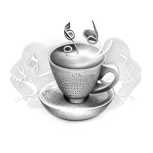 A Coffee Cup With Musical Instruments As The Steam