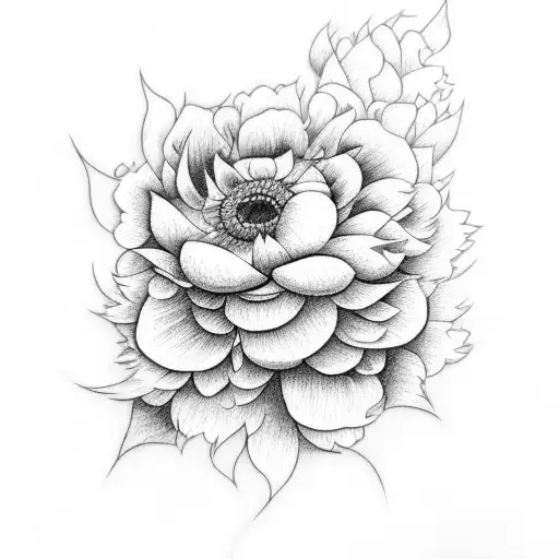 Sun Surrounded By Peonies And Sunflowers