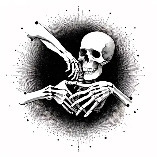 Skeleton And Human Holding Hands