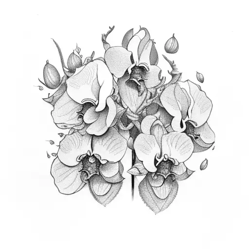 Thespesia Grandiflora And Black Orchid Bouquet