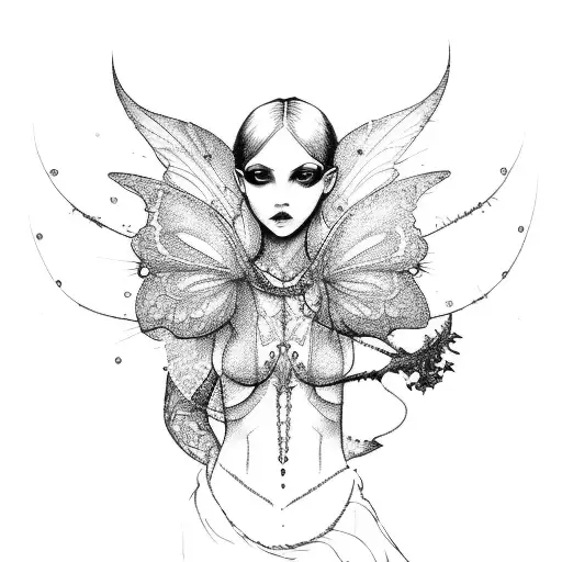 A Bdsm-inspired Drawing Of A Fairy In A Nature Setting