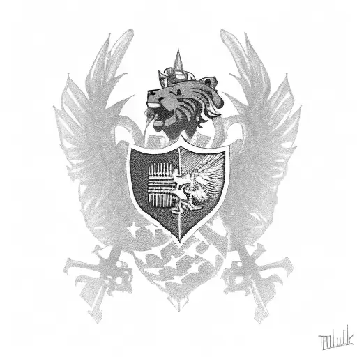 Netherlands Lion With Us Army Flag And Gear And Three Stars