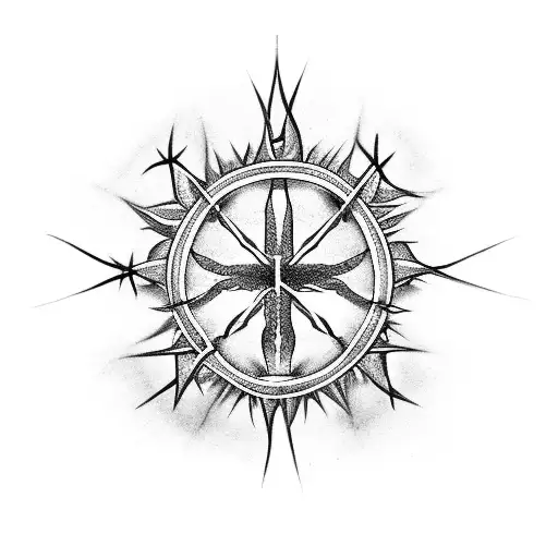 Crown Of Thorns In A Circle With A Cross In The Middle