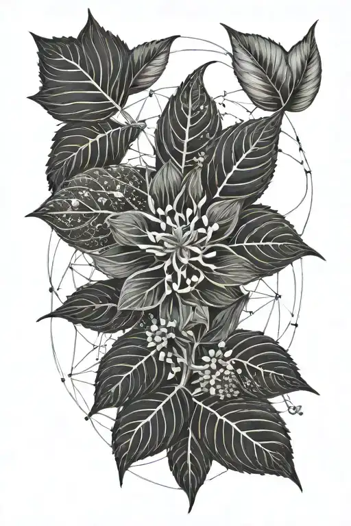 A Botanical Illustration Of A Sacred Plant With Geometric Patterns Representing Spiritual Growth
