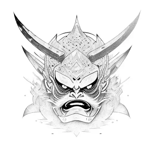 Oni Mask Katana In Black Box