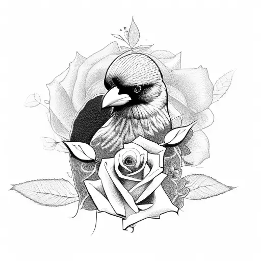 Crow Holding Roses