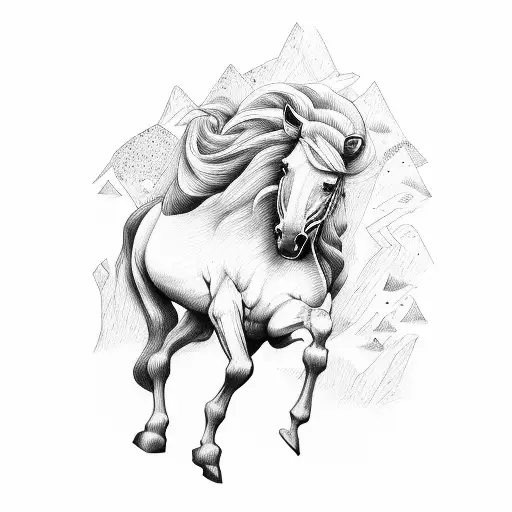 Horse Galoping Through The Forest