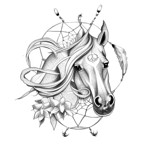 Dream Catcher Horse Shoe With Lillies