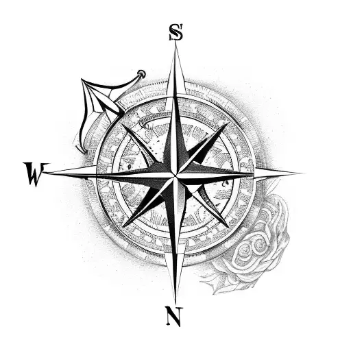 Compass With An Anchor Indicating Strength