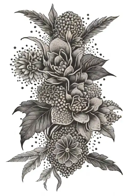 A Dotwork Tattoo With Different Native To Australia And South Korea