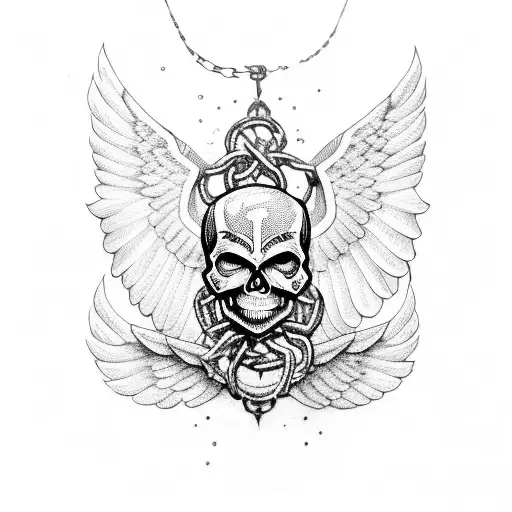 Skull With Wings And Chains