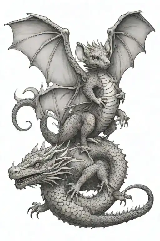 Mouse And Dragon Flying