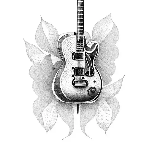 Guitar With A Cherry Flower