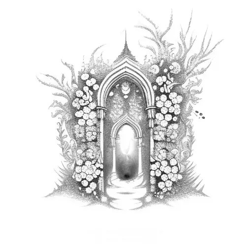 A Magical Portal Arch Way That Is Surrounded By Floral Branches