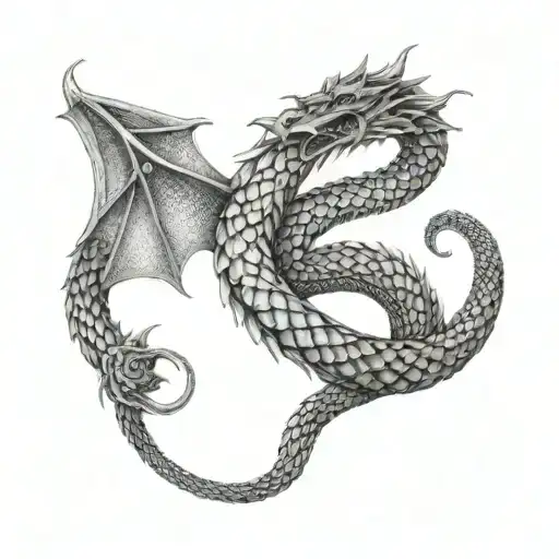 Intricate Dragon Scales Wrapping Around A Sternum