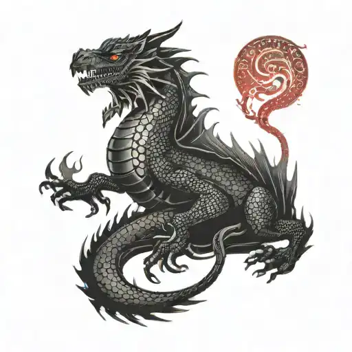 Small Black Dragon Breathing Red Fire