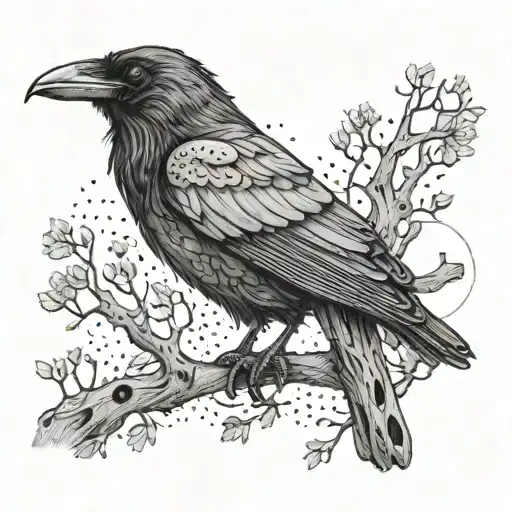 A Raven Perched On A Tree Branch With A Subtle Doctor Who Reference Hidden In The Background