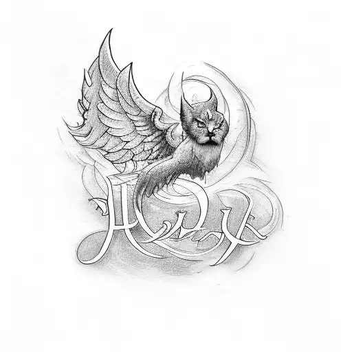 Design A Tattoo Featuring The Names 'Alan' And 'Angel' Intertwined In An Elegant Script Font