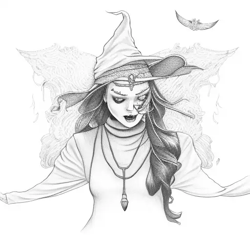 Witch Flying On Broom