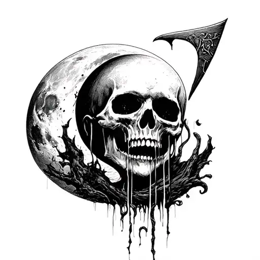 Death With A Scythe And The Moon Crying