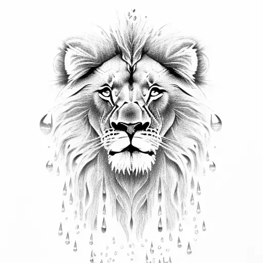 Lion With Water Droplets