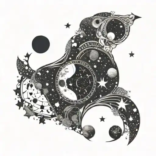 A Celestial Scene With Moon Phases And Constellations Forming A Heart Shape