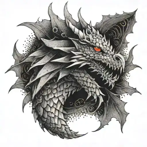 Intricate Dragon Scales Wrapping Under Pecks