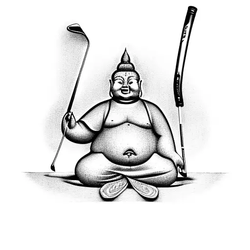 Fat Buddha With Golf Club