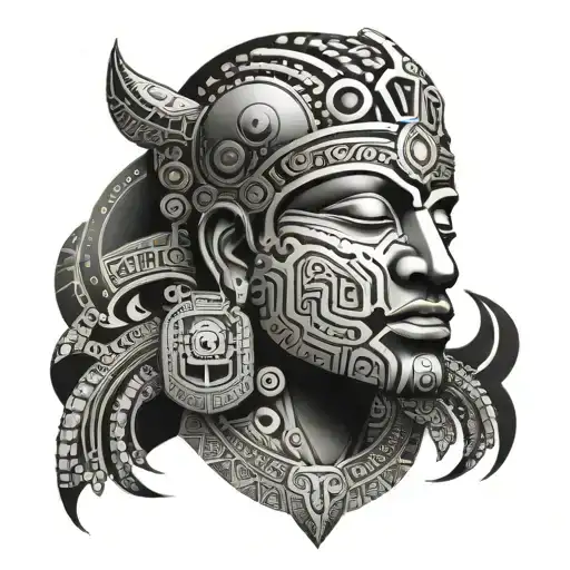 Inca Sun God Inti Surrounded By Geometric Patterns