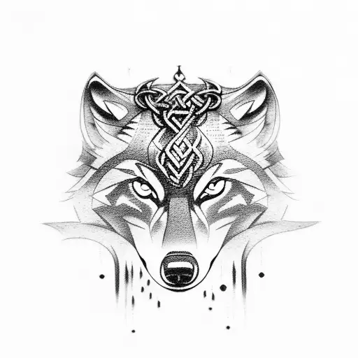 Wolf With Viking Symbols