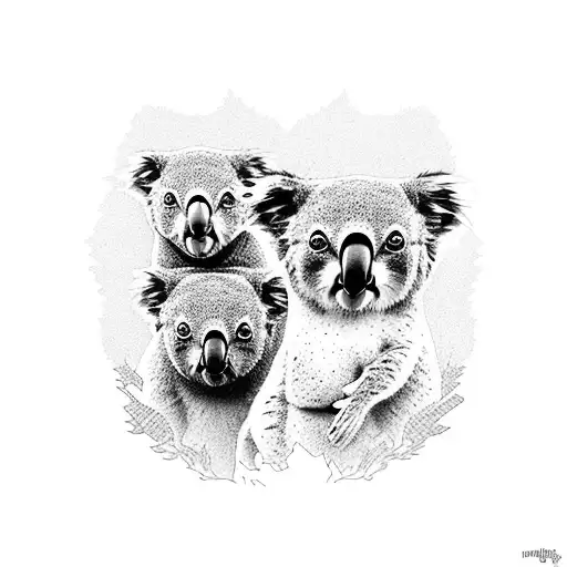 4 Koalas Playing In A Tree