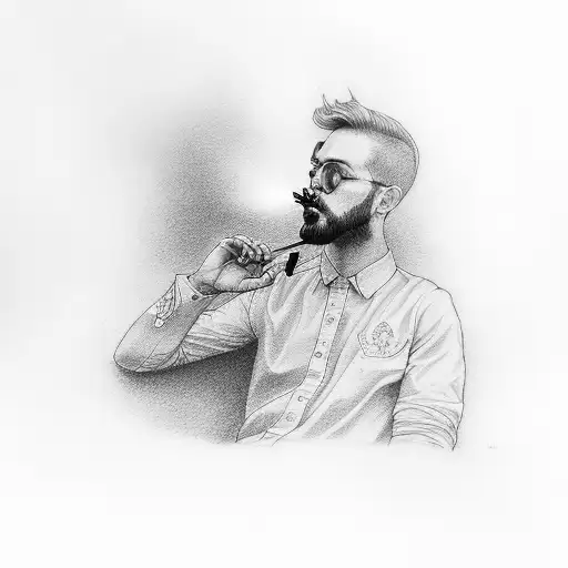 A Detailed Portrait Of A Man Smoking While Apostatizing