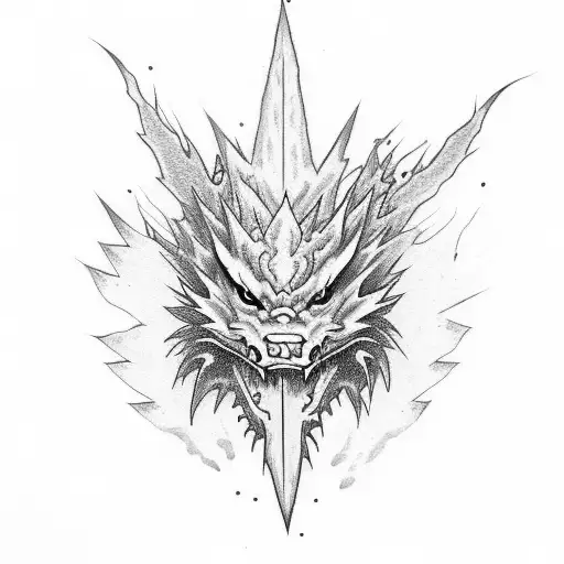 Lightning On Thigh With Japanese Dragon