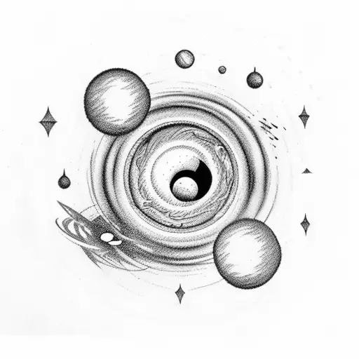 Black Hole Surrounded By Celestial Objects