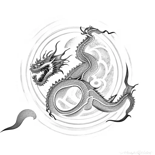Circle Dragon Silhouette