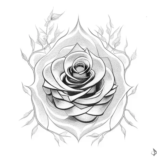 A Neck Tattoo Of A Burning Rose Surrounded By Thorny Vines