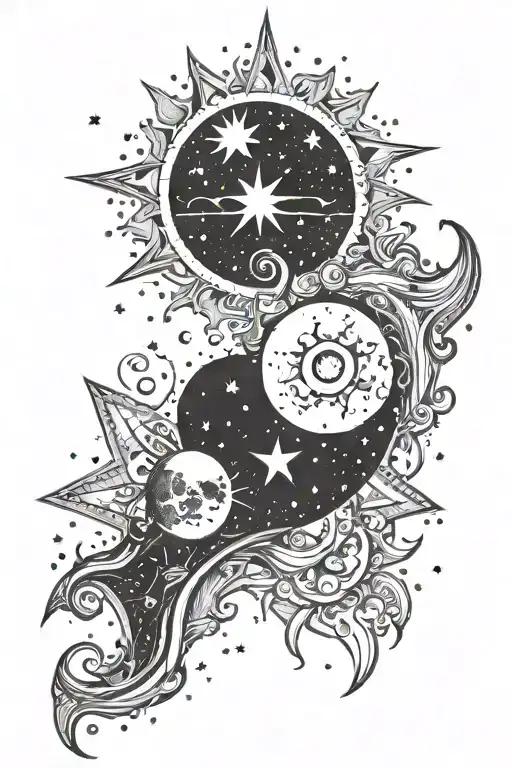 Falling Star Between Sun And Moon