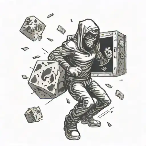 An Angry Hacker Breaking Into A Vault Full Of Money