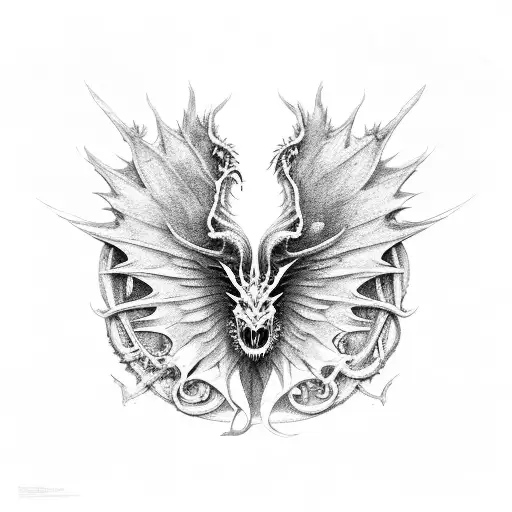 Baroque Monument With Dragon Raising Its Wings