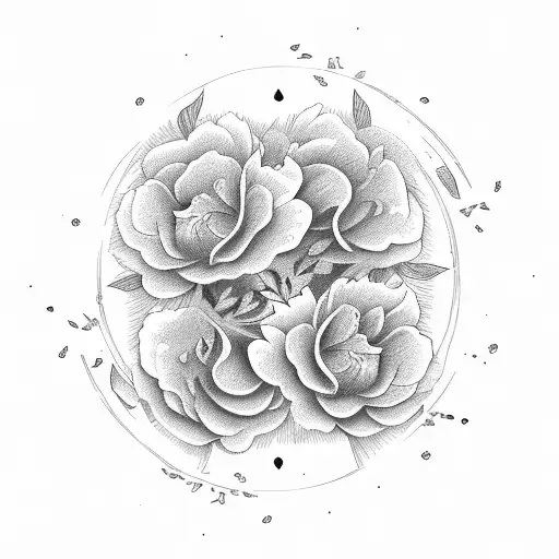 Gemini Sign Fineline And Peonies