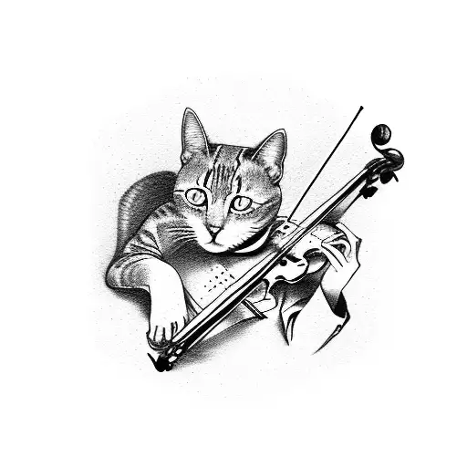 A Cat Playing A Violin
