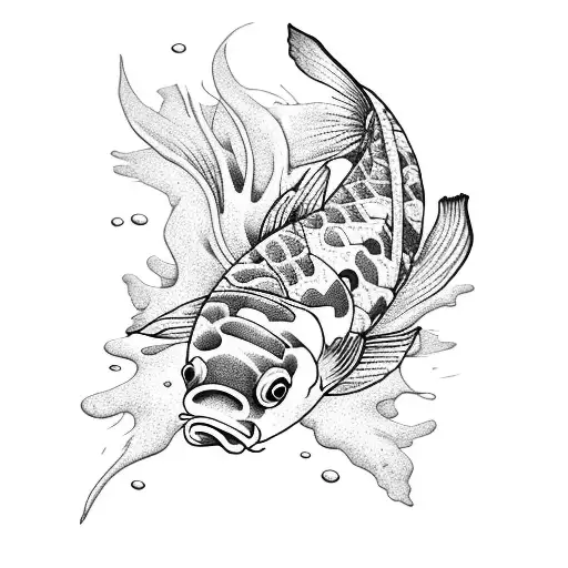 Koi Fish And Flower Spine