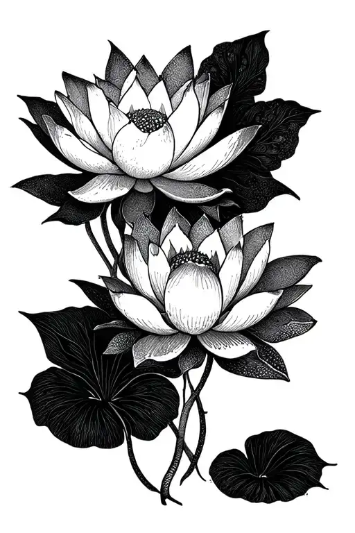 White Lotus Flower Surrounded