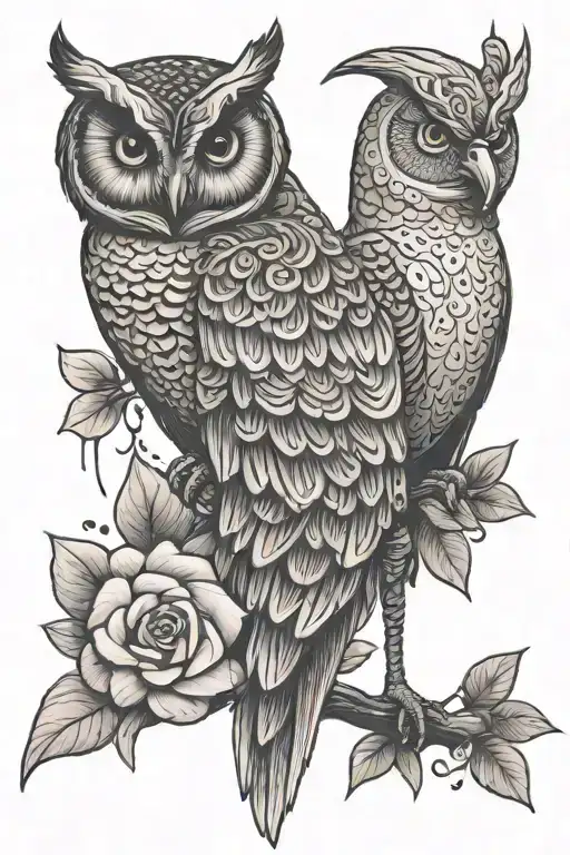 An Owl And Flamingo Tattoo With A Mario And Yoshi Twist