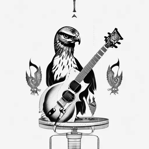 Common Buzzard With Electric Base Guitar